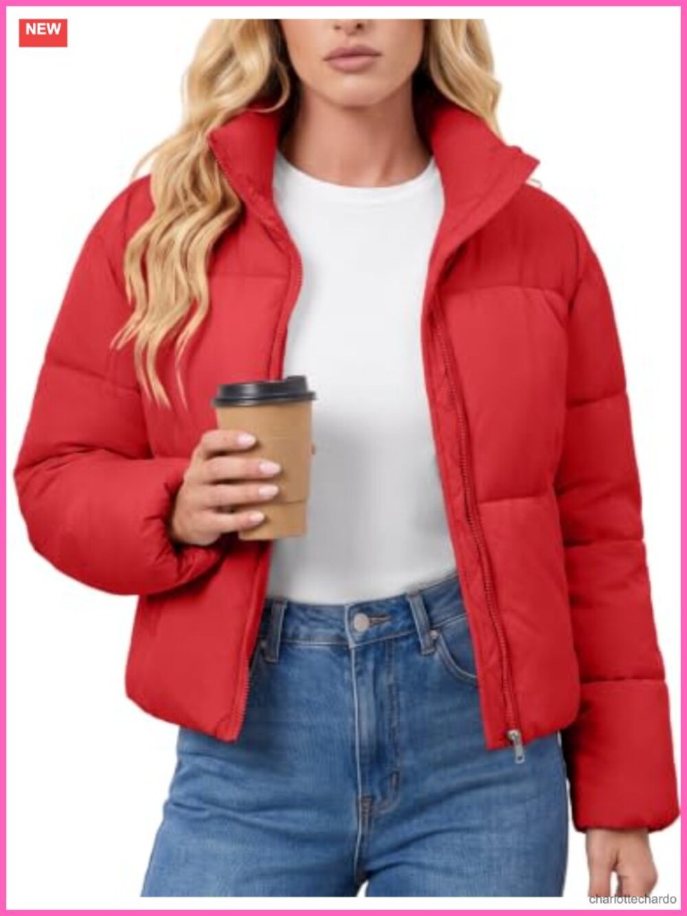 ASPO Women's Cropped Quilted Puffer Jacket Short Warm Winter Coat